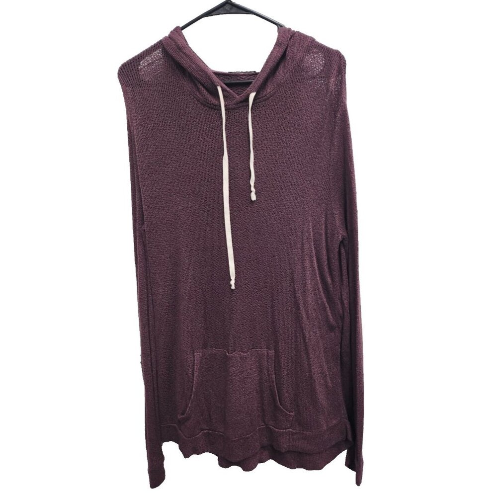 Brandy Melville‎ Womens Hoodie One Size Burgundy Open Knit Pullover Casual